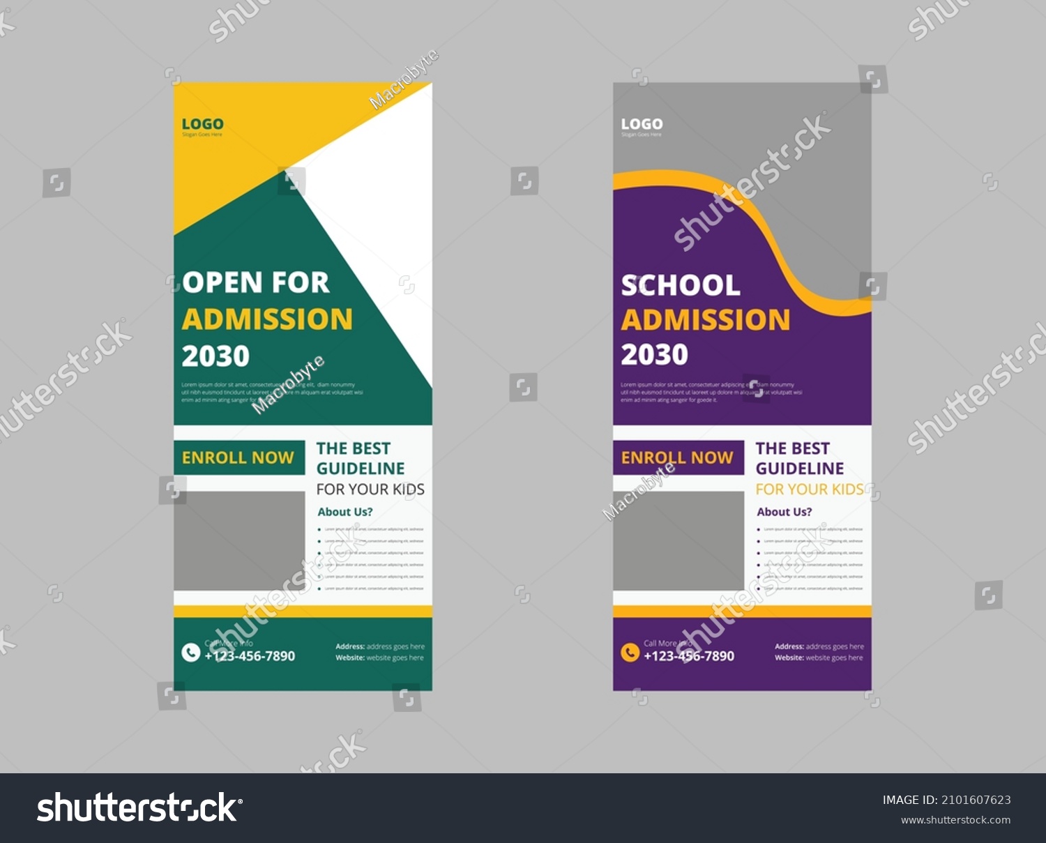 School Admission Roll Banner Design Template Stock Vector (Royalty Free ...