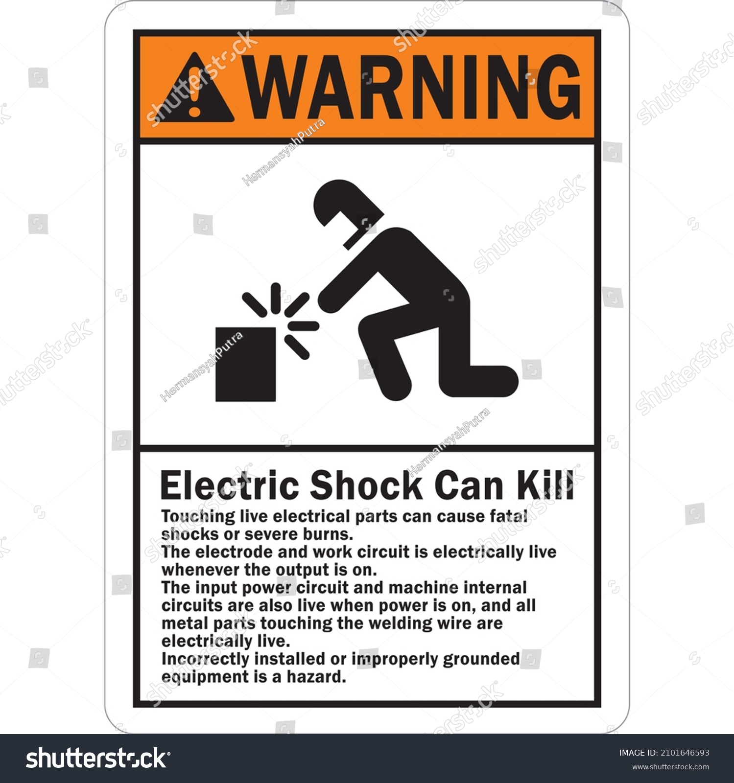 Ansi Warning Sign Electric Shock Can Stock Vector (Royalty Free ...