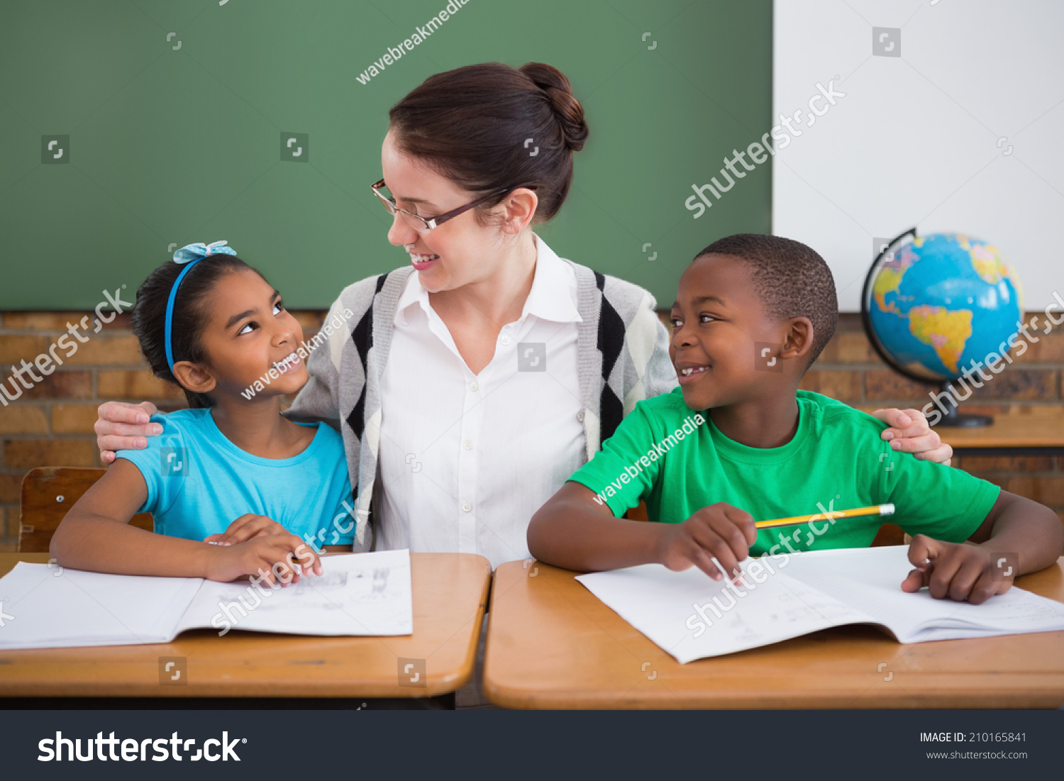 Cute Pupils Teacher Smiling Each Other Stock Photo 210165841 | Shutterstock