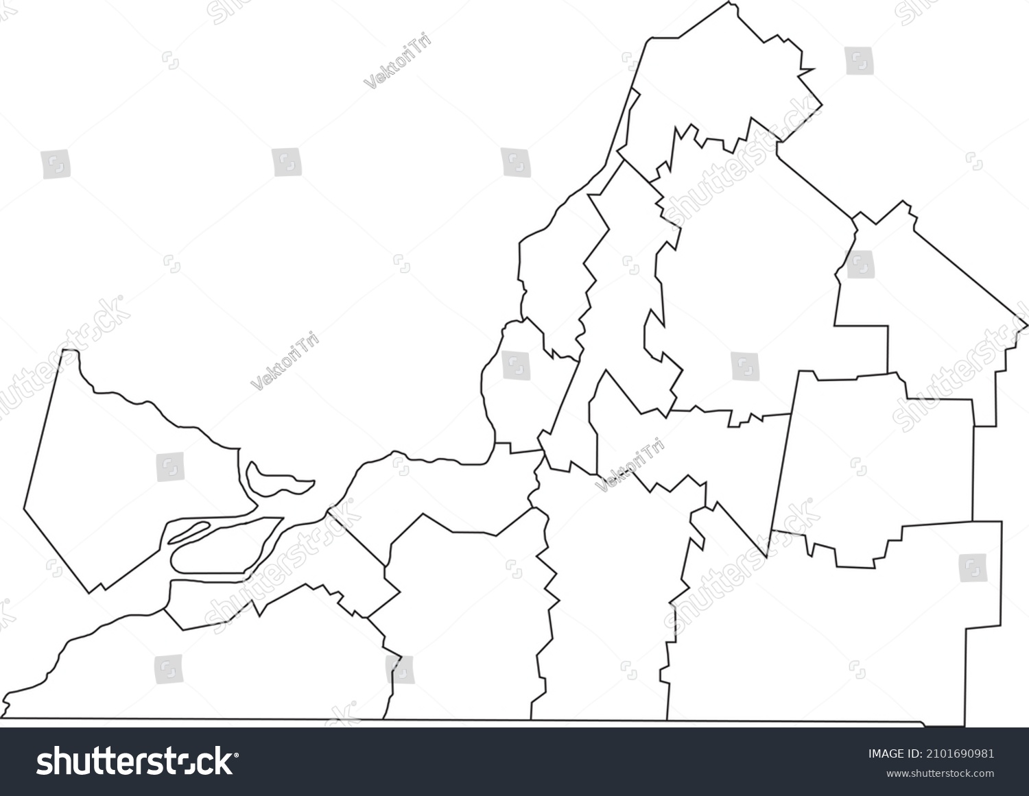 White Flat Blank Vector Administrative Map Stock Vector (Royalty Free ...