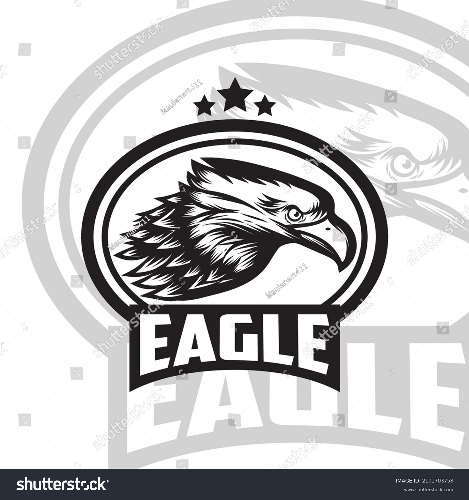 Eagle Head Mascot Black White Emblem Stock Vector (Royalty Free ...