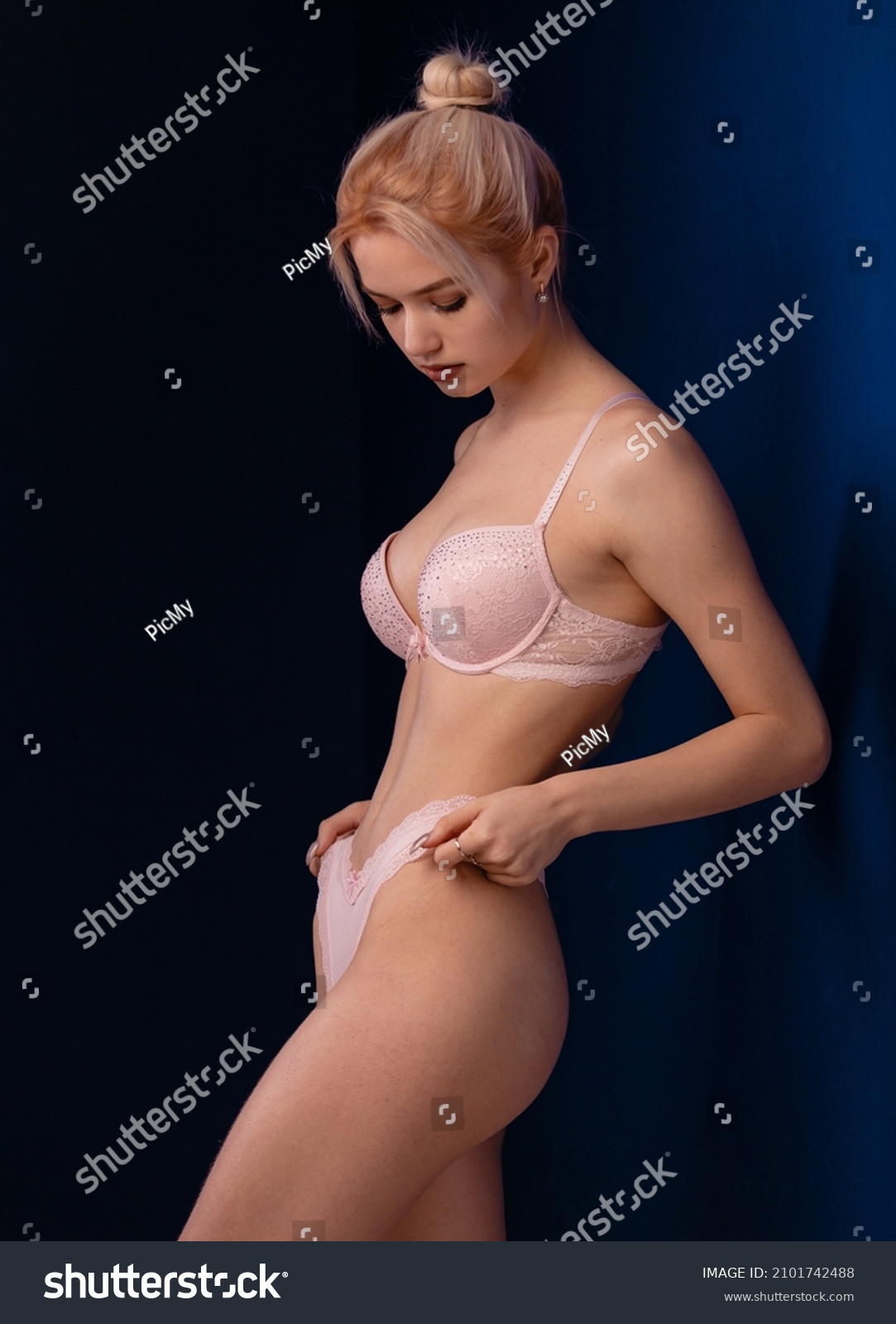 Gorgeous Woman Posing Seductive Pink Lingerie Stock Photo Shutterstock