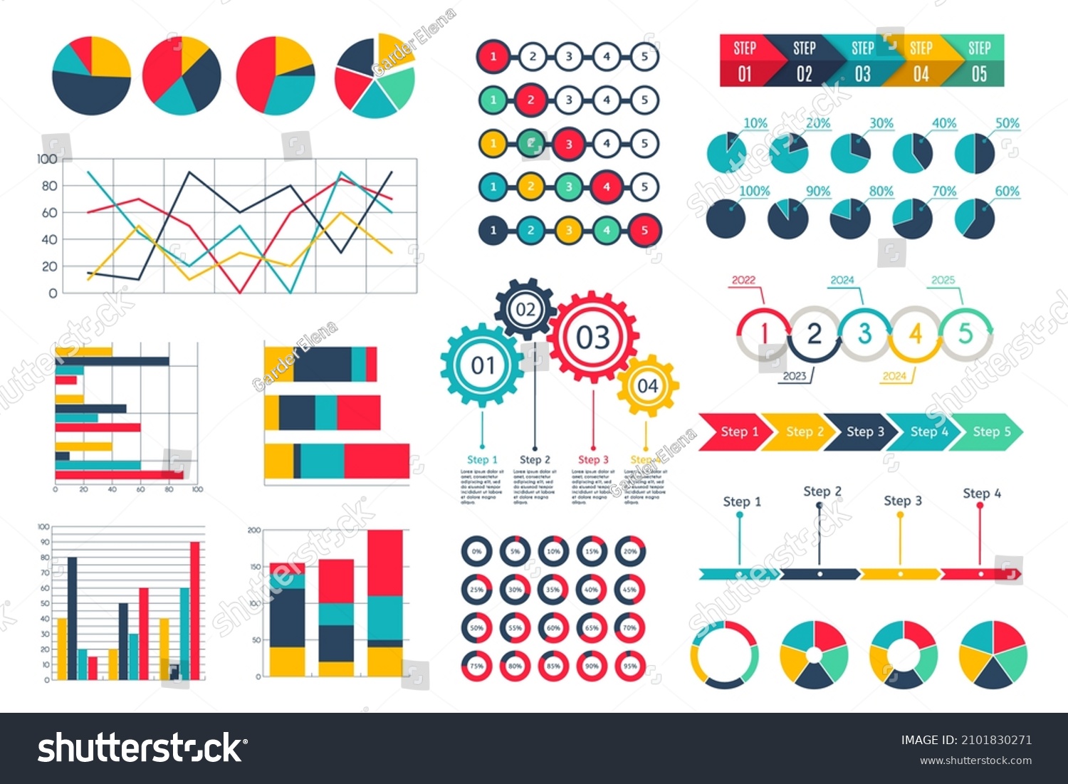 Infographic Elements Diagram Progress Bar Flat Stock Illustration ...