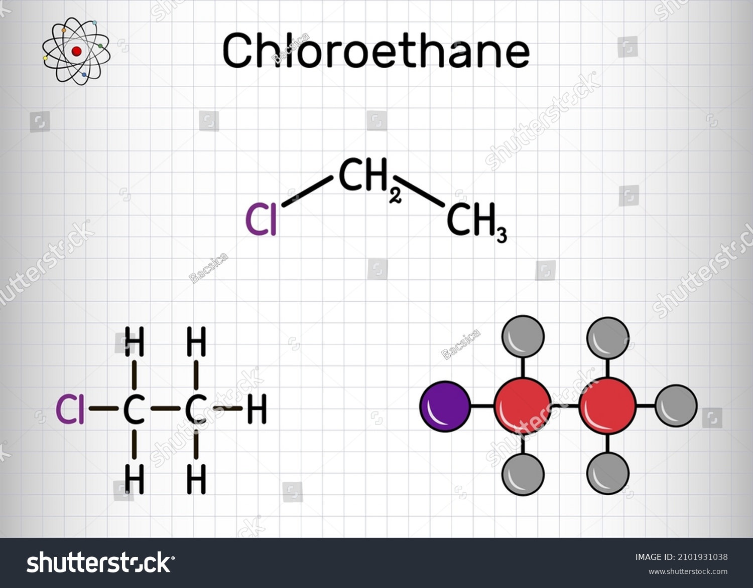 Chloroethane Ethyl Chloride Monochloroethane Molecule Local 庫 存 向 量 圖(免 版 稅...