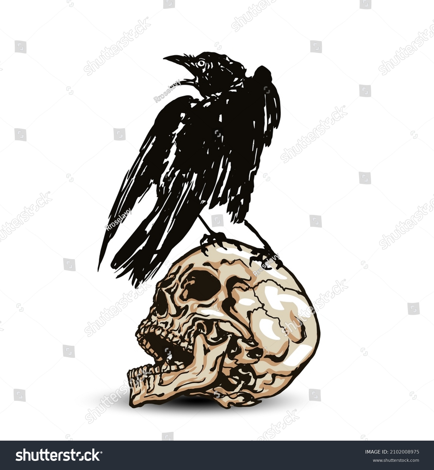 991 Skeleton raven illustration vector Images, Stock Photos & Vectors ...