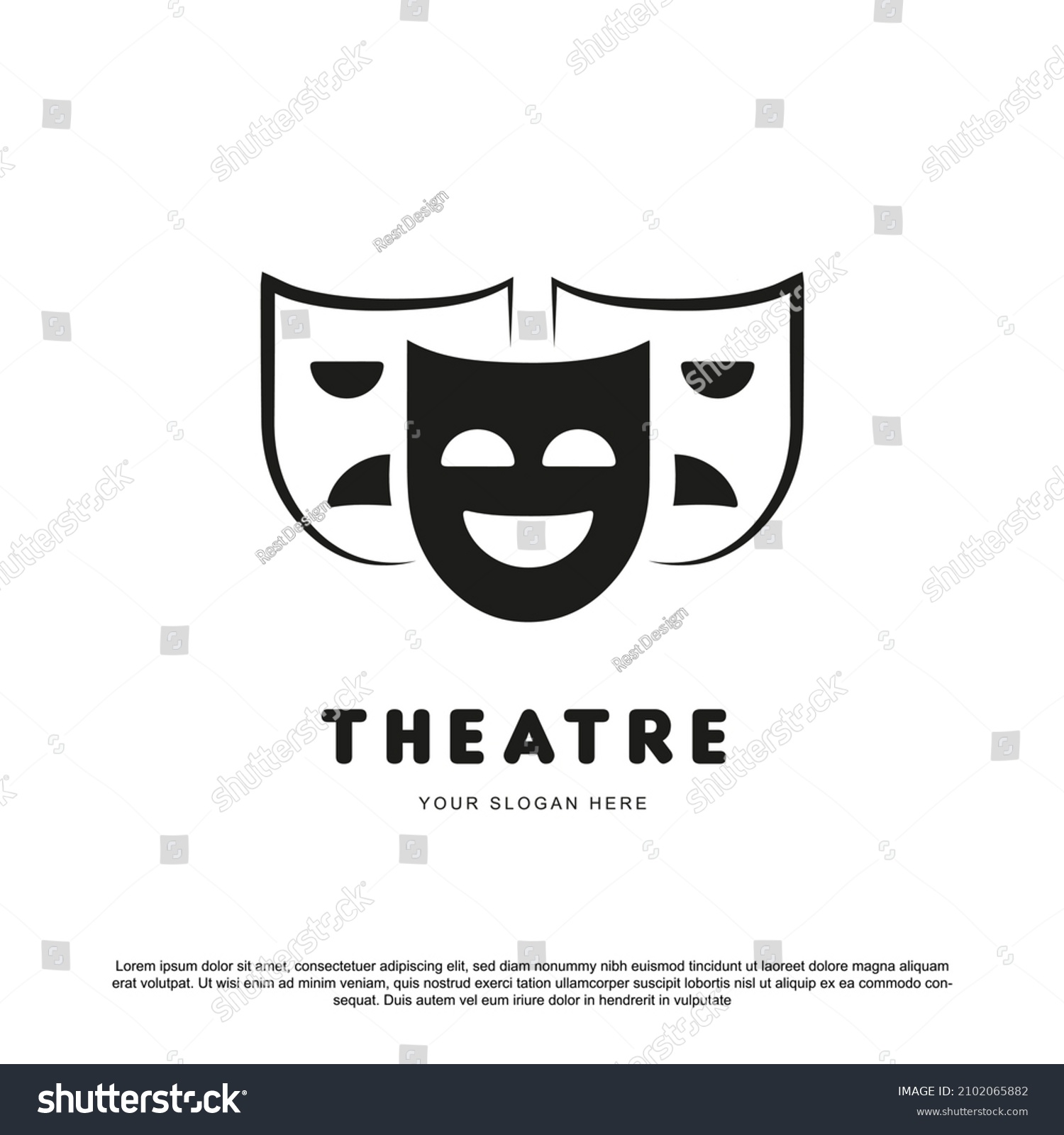 Creative Theatre Mask Drama Logo Design Stock Vector (Royalty Free ...