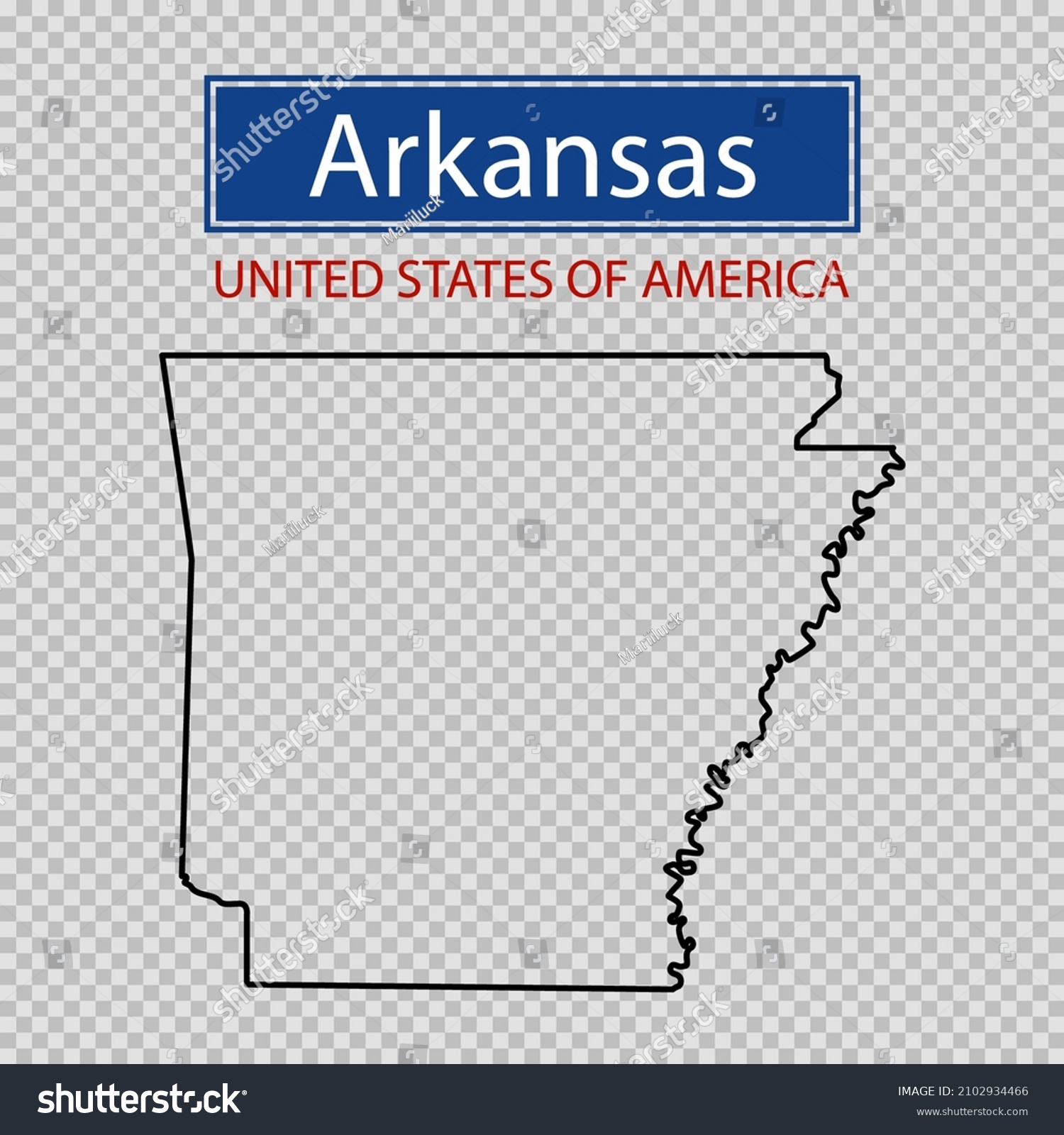 Arkansas State Outline Map On Transparent Stock Vector Royalty Free   Stock Vector Arkansas State Outline Map On A Transparent Background United States Of America Line Icon Map 2102934466 