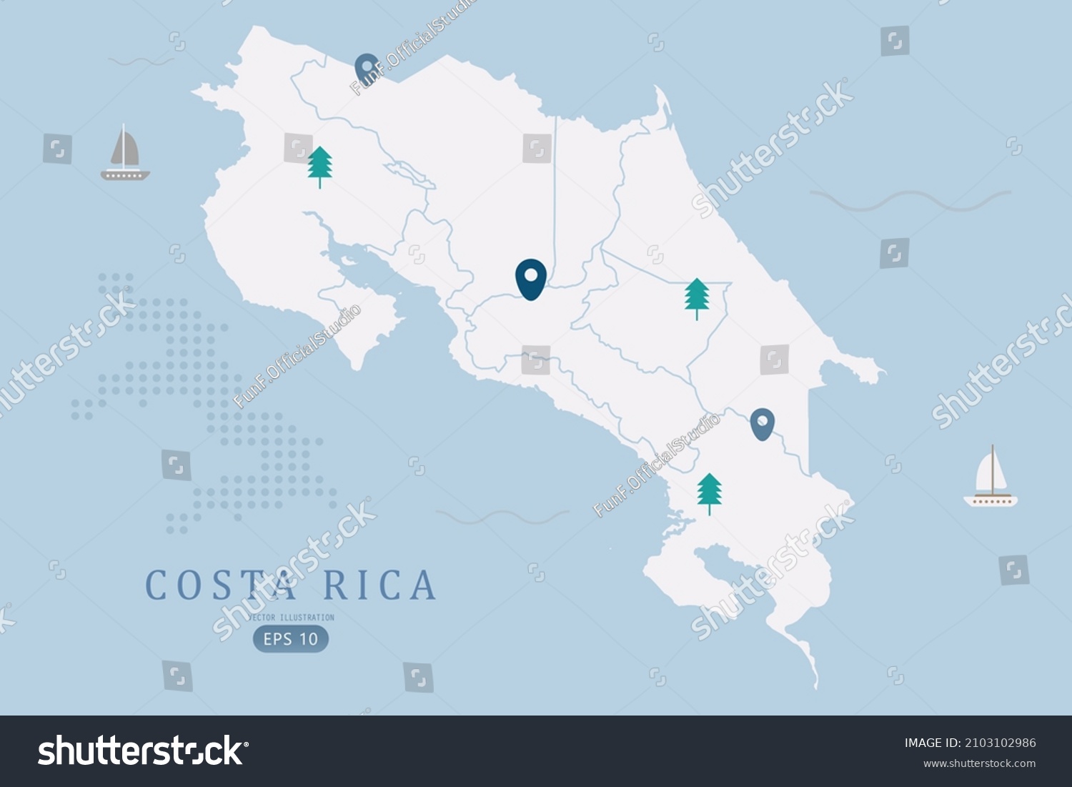 Costa Rica Map World Map International Stock Vector Royalty Free Stock Vector Costa Rica Map World Map International Vector Template High Detailed With White Color Isolated On 2103102986
