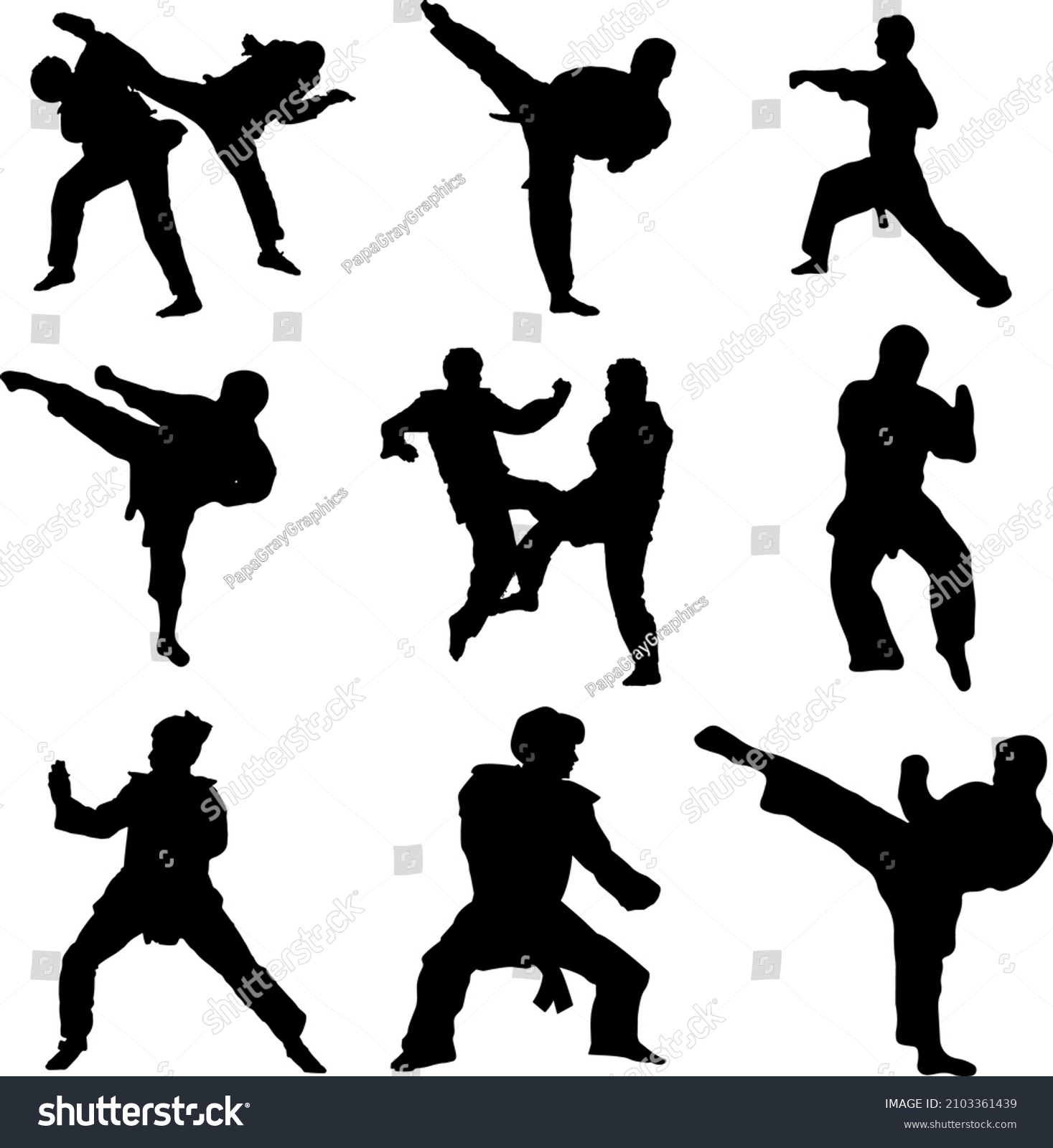 Taekwondo Silhouette Vector Sport Pack Stock Vector (Royalty Free ...