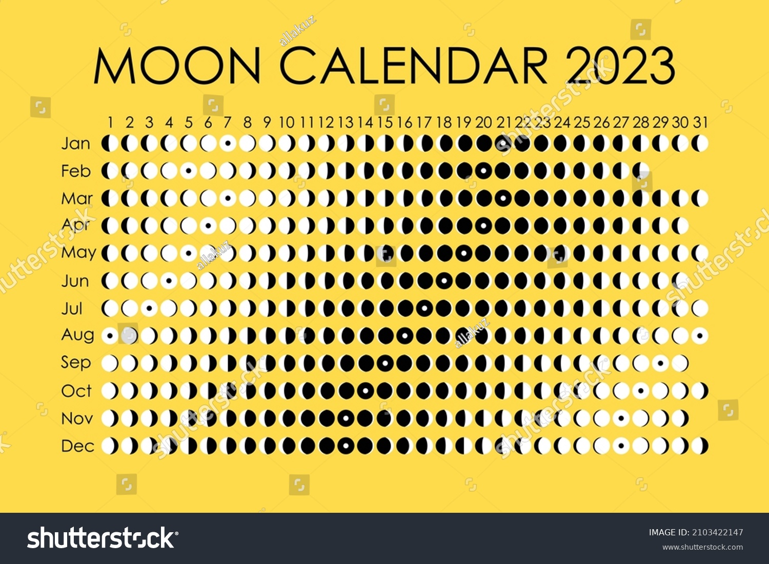 2023 Moon Calendar Astrological Calendar Design Stock Vector (Royalty