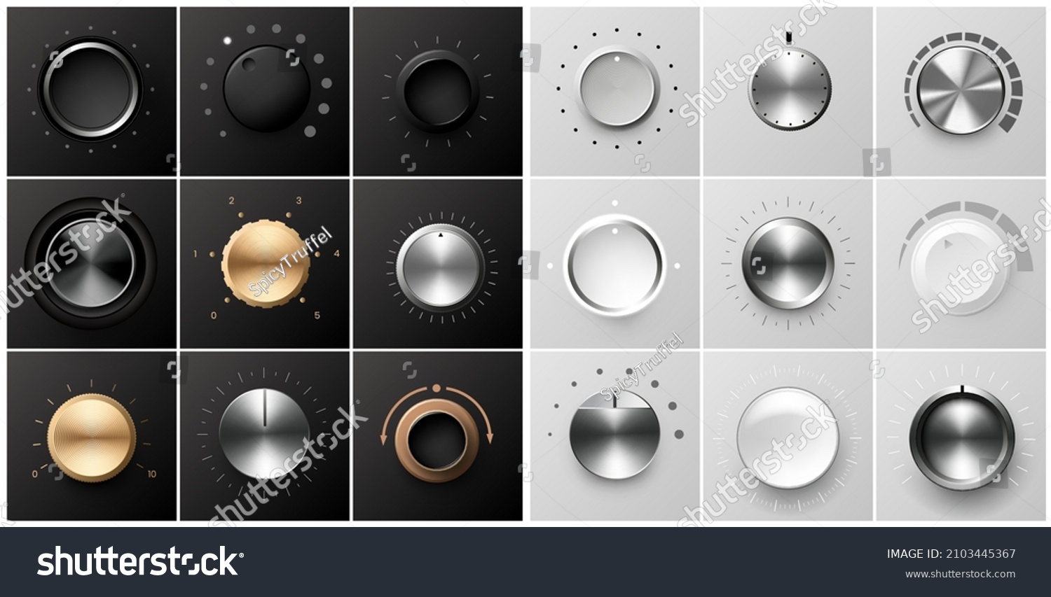 Knob Round Dial Realistic Metal Plastic Stock Vector (Royalty Free ...