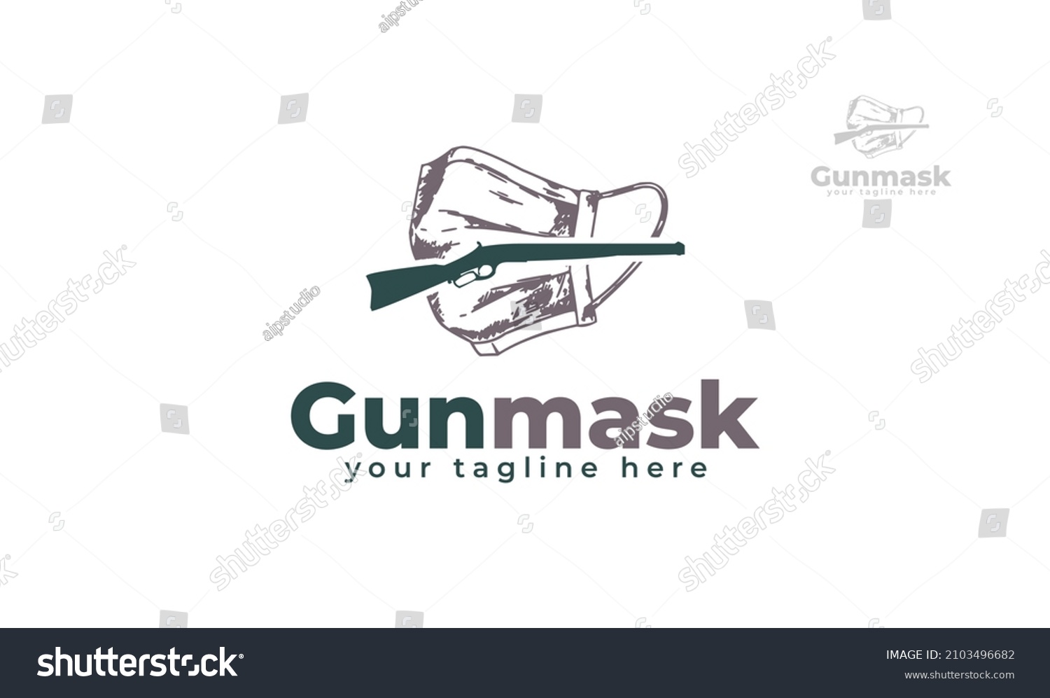 Gun Mask Logo Design Vector Stock Vector (royalty Free) 2103496682 