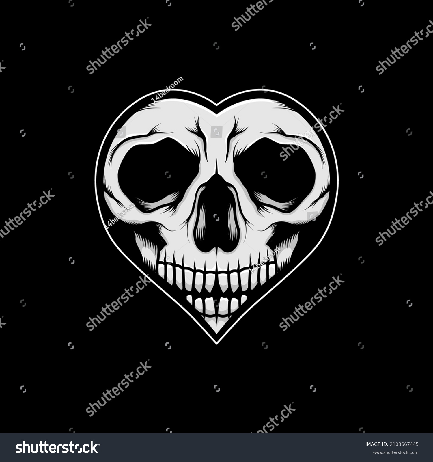 Love Head Skull Valentines Day Illustration Stock Vector (Royalty Free ...