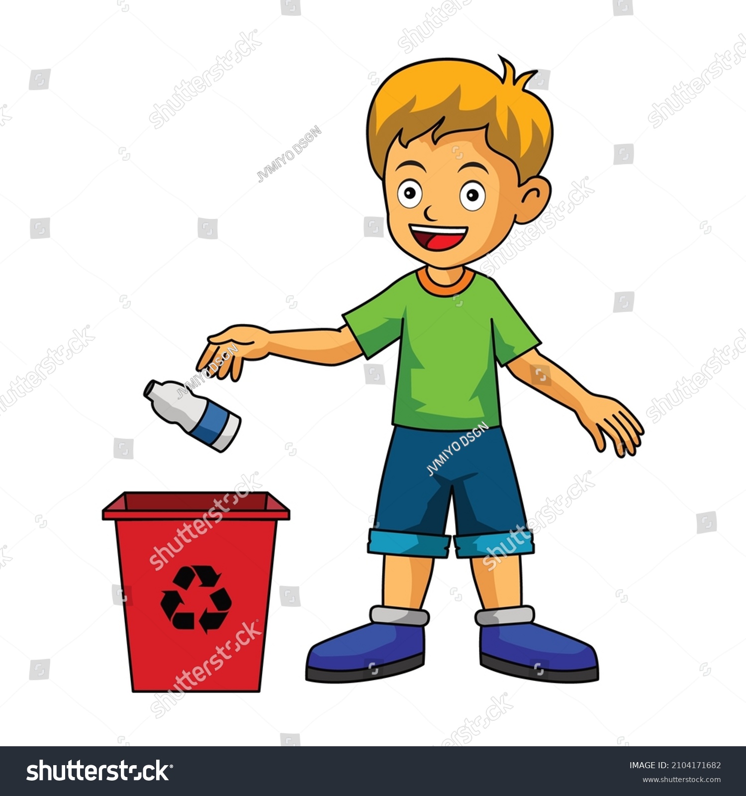 Illustration Child Throwing Used Bottles Into Stock Vector (royalty 