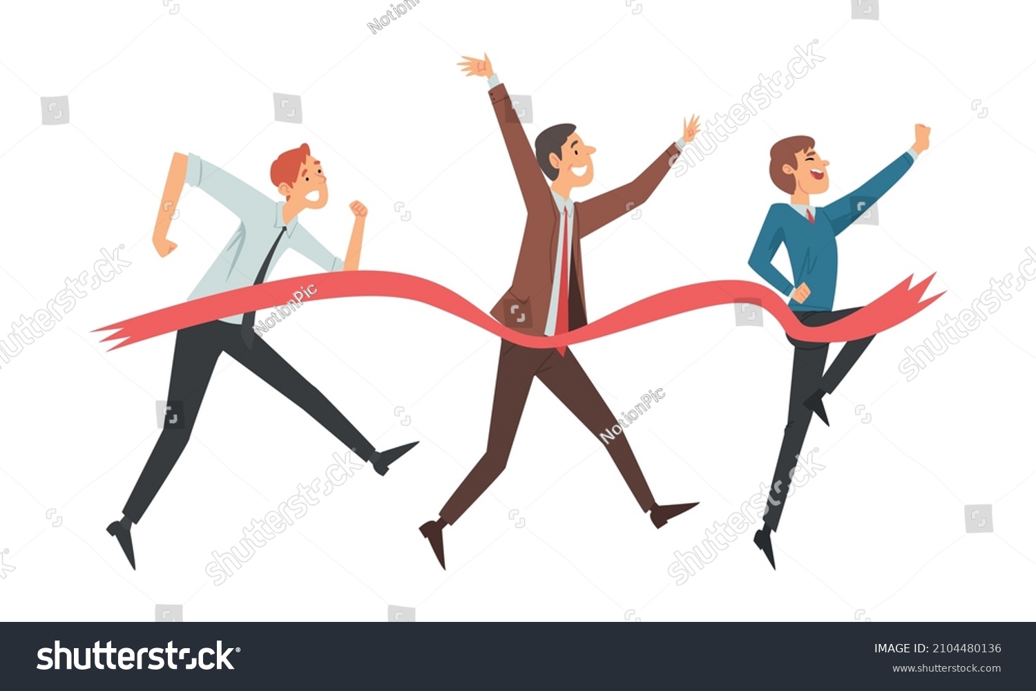 Cheerful Business Man Crossing Finish Line Stock Vector (Royalty Free ...