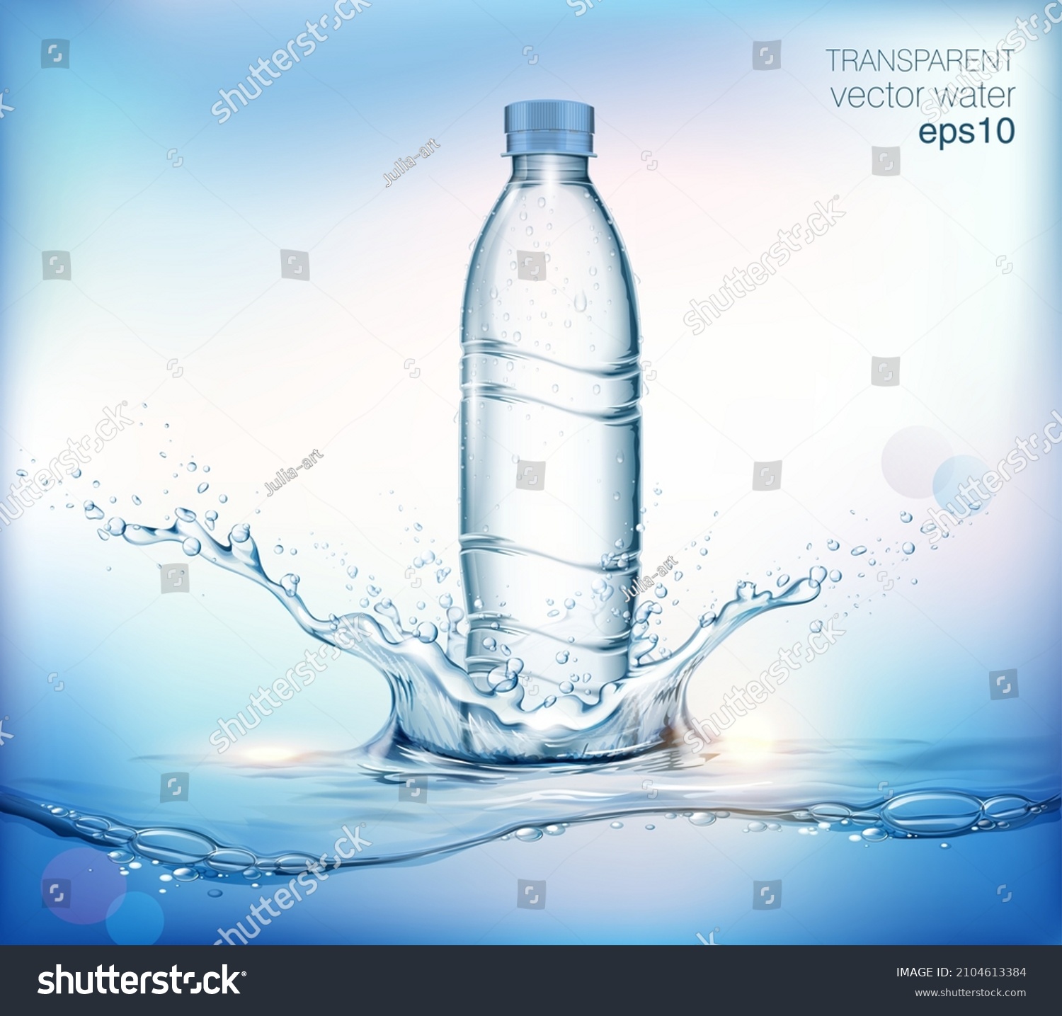 Transparent Realistic Vector Mineral Water Plastic Stock Vector ...