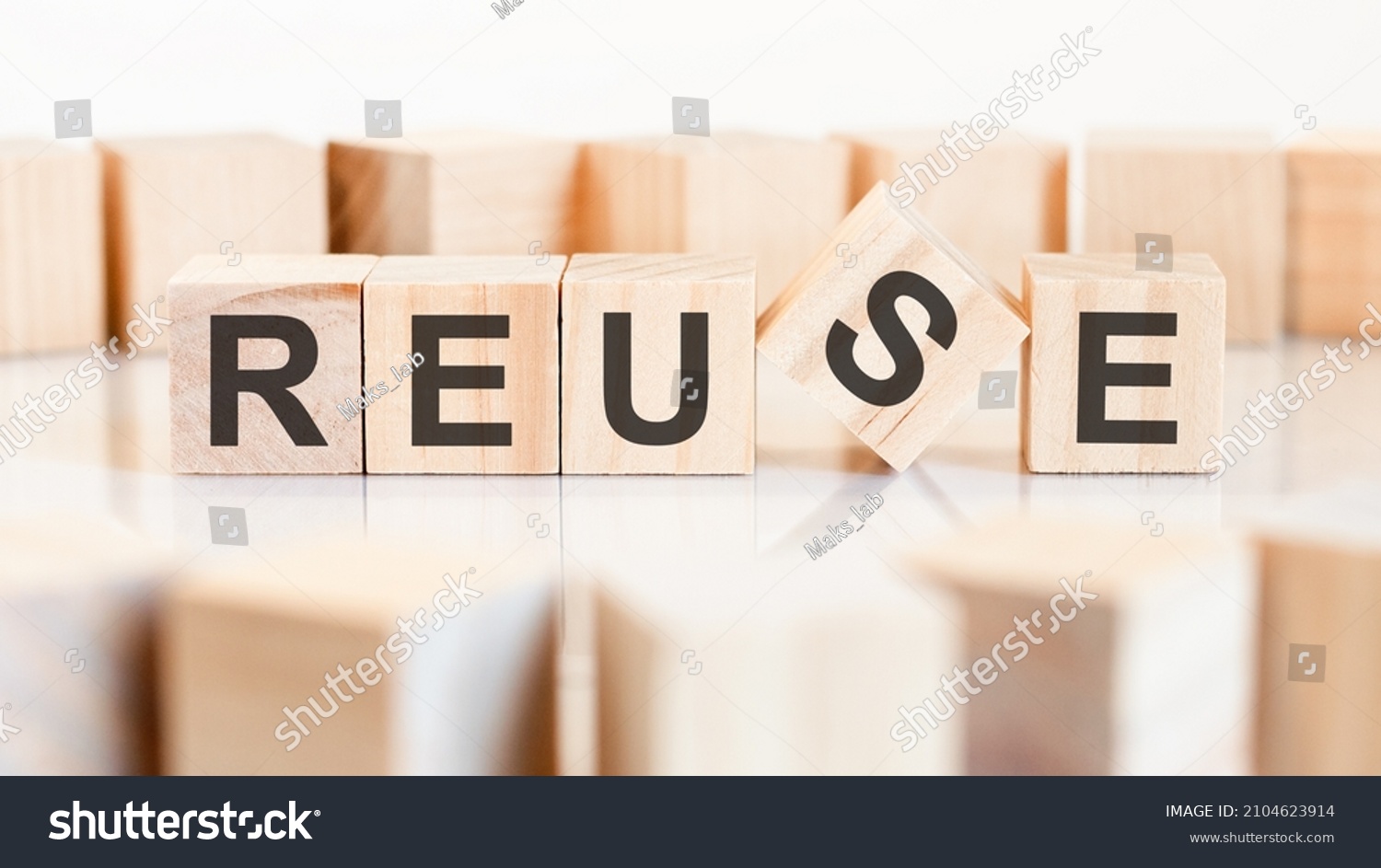 Reuse Words Wooden Blocks Letters Inform Stock Photo 2104623914 ...