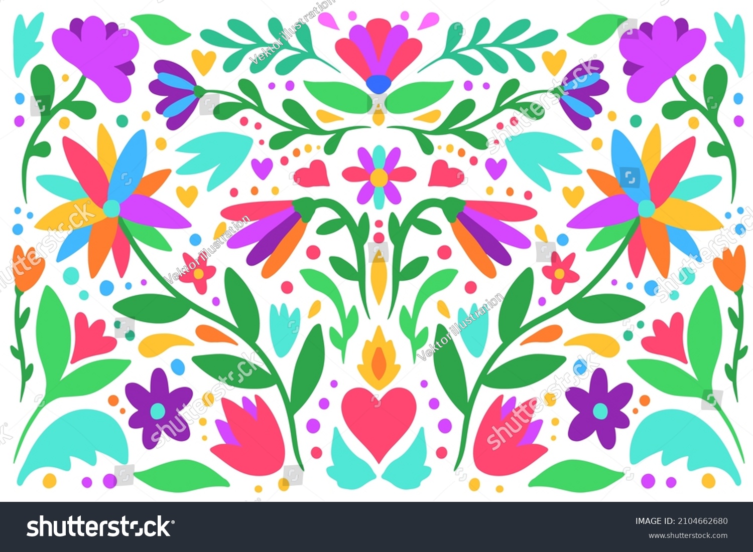Mexican Flower Traditional Pattern Background Mexican Stock Vector ...