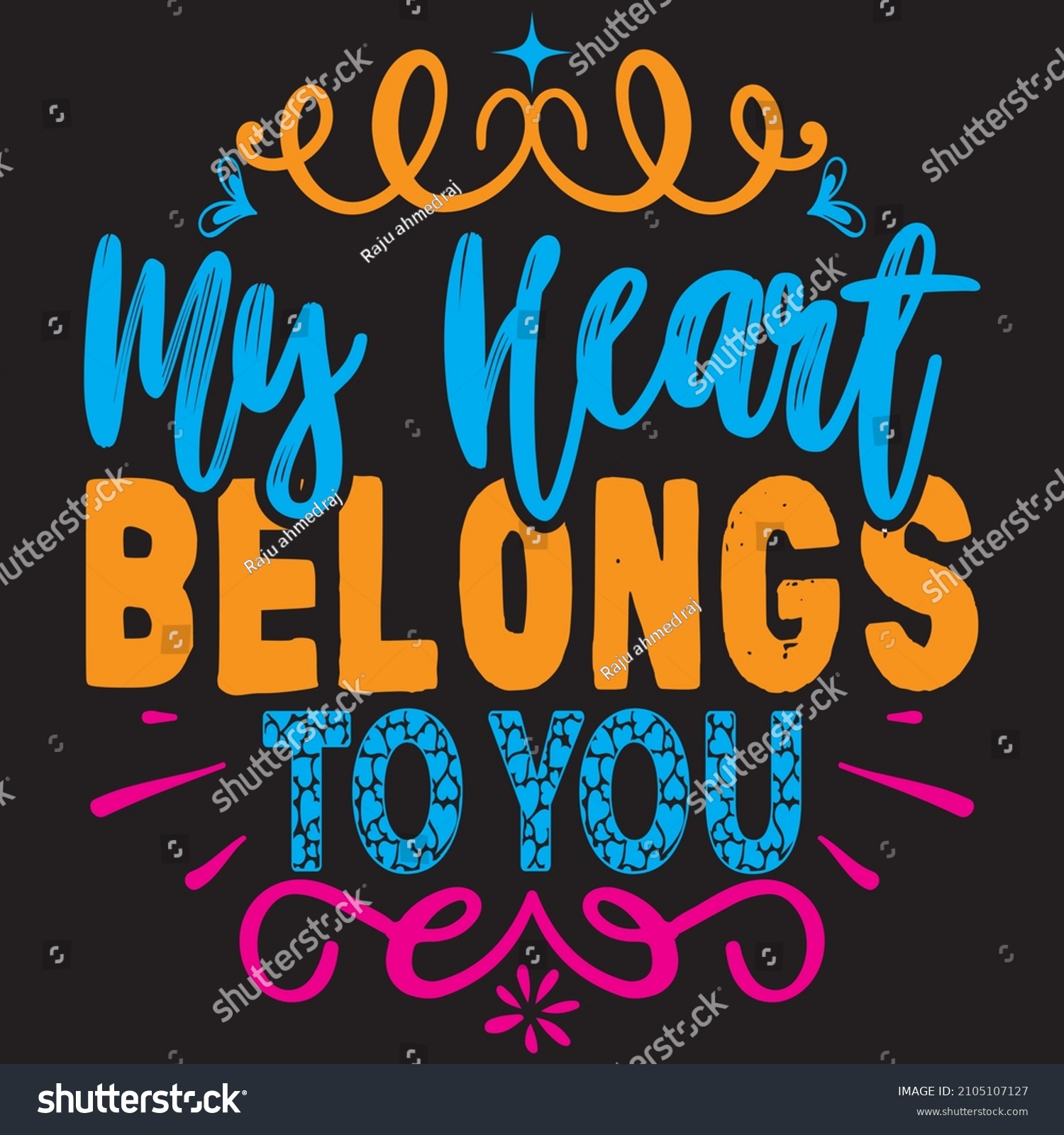 My Heart Belongs You Tshirt Design Stock Vector (Royalty Free ...