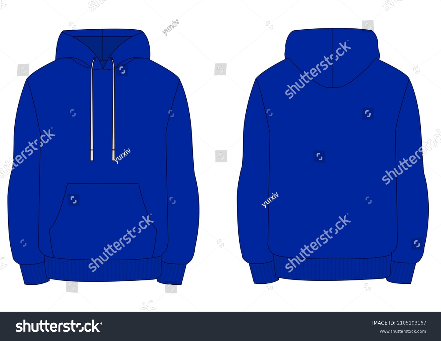 Royal Blue Hoodie Technical Draw Stock Illustration 2105193167 ...