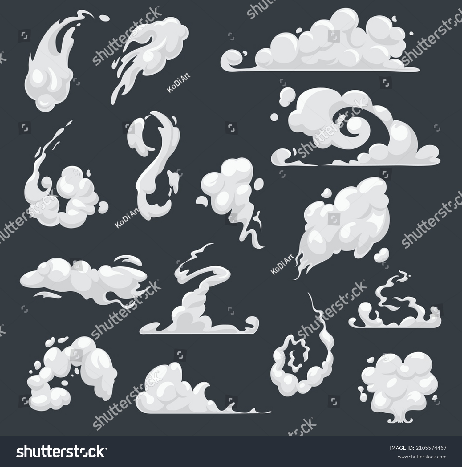 Cartoon Smoke Dust Clouds Stock Vector (Royalty Free) 2105574467 ...