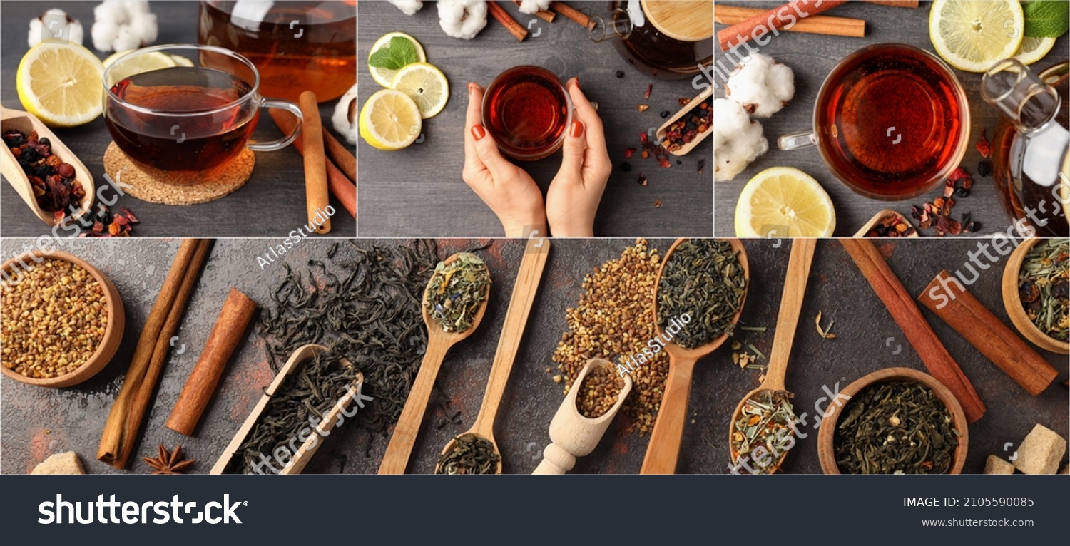 Photo Collage Tea Different Types Tea Stock Photo 2105590085 | Shutterstock