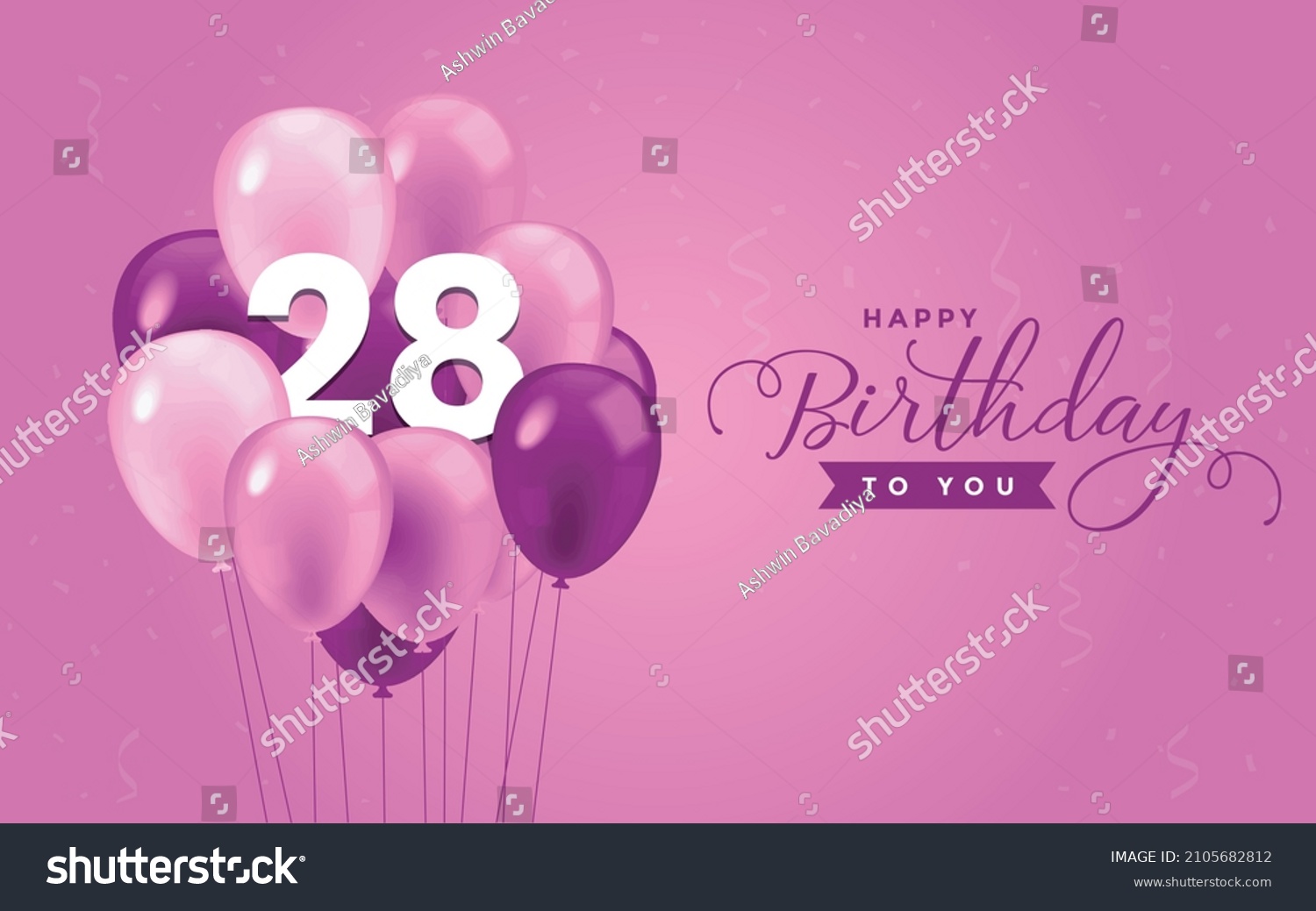 Happy 28 Birthday Greeting Card Vector Stock Vector (Royalty Free ...