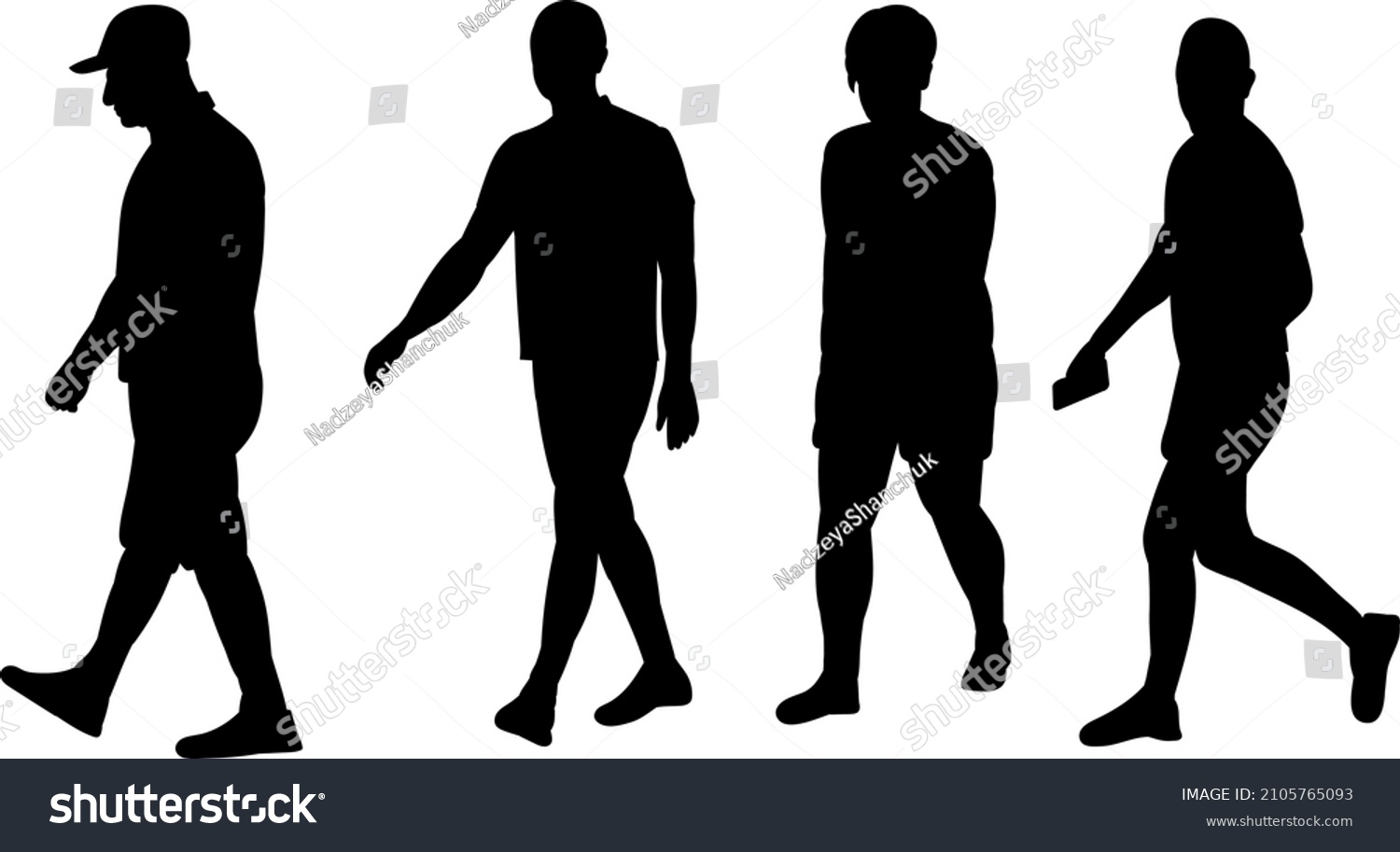 Walking People Silhouette On White Background Stock Vector (Royalty ...