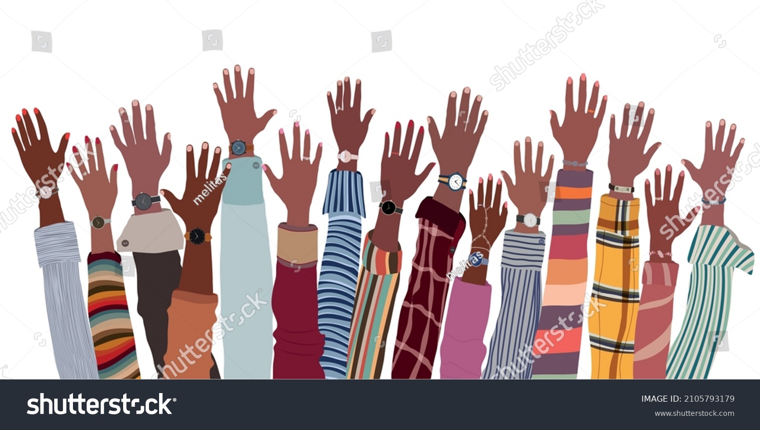 Arms Hands Raised Ethnic Group Black Stock Vector (Royalty Free ...