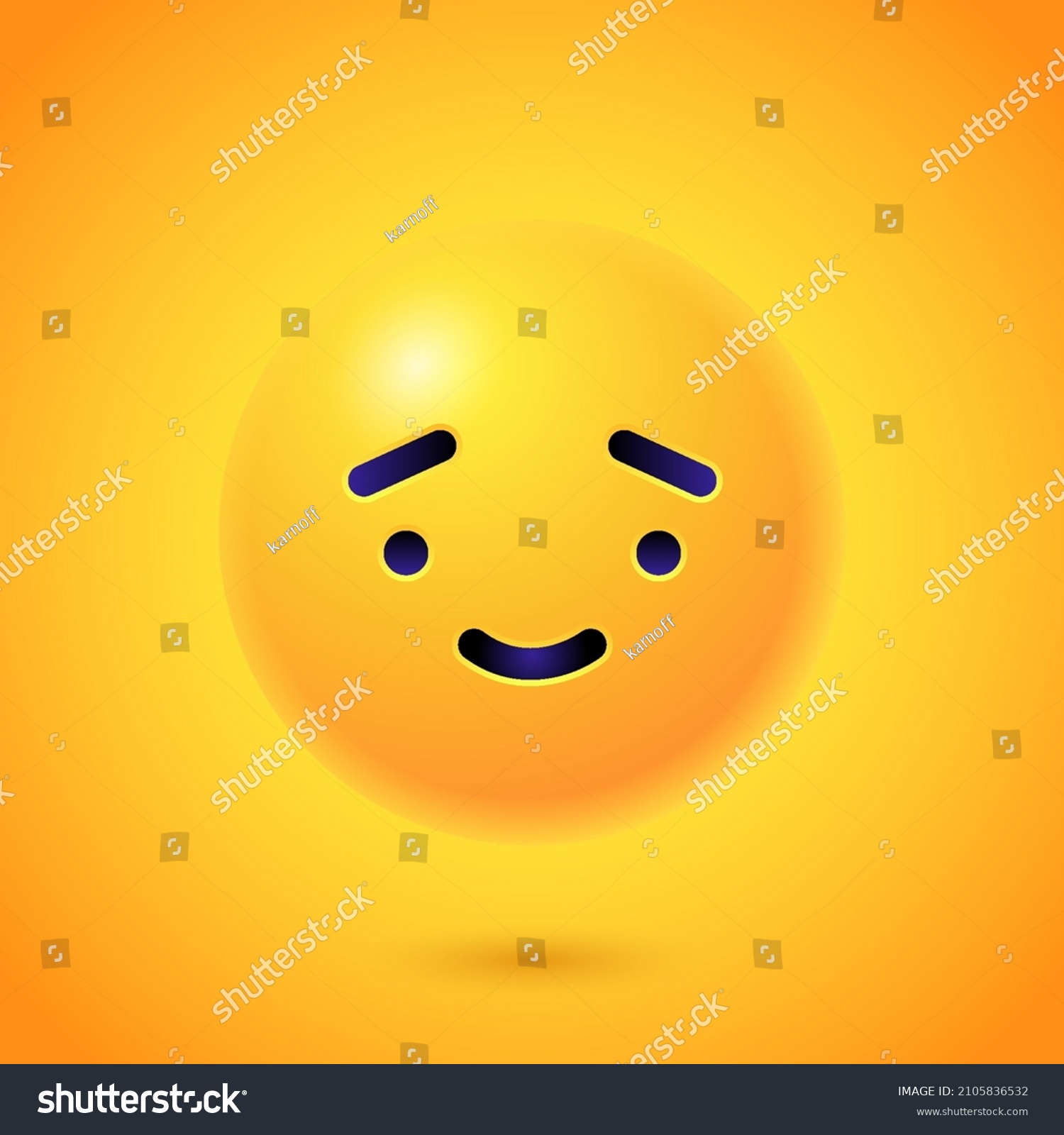 Calm Round 3d Emoticon Yellow Emoji Stock Vector (Royalty Free ...