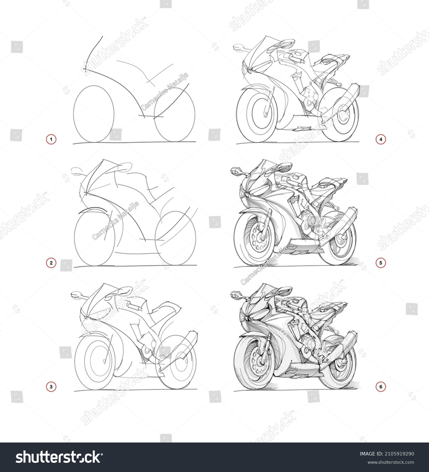 Мотоцикл построение рисунок