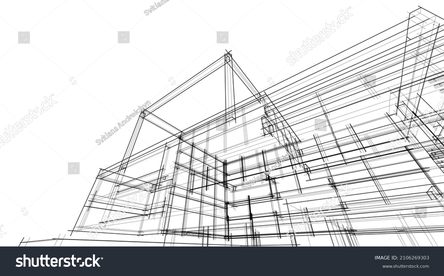 Architectural Sketch Building Vector Drawing Stock Vector (Royalty Free ...