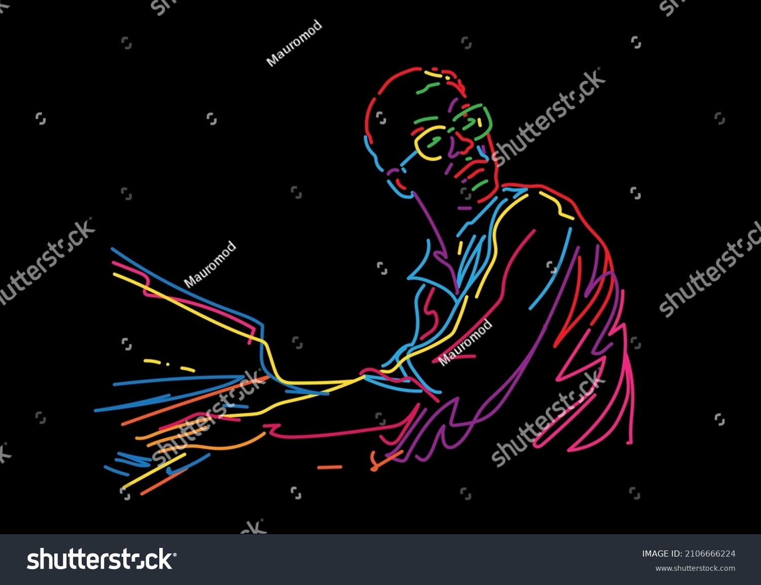 Jazz Piano Player Vector Illustration Stock Vector (Royalty Free