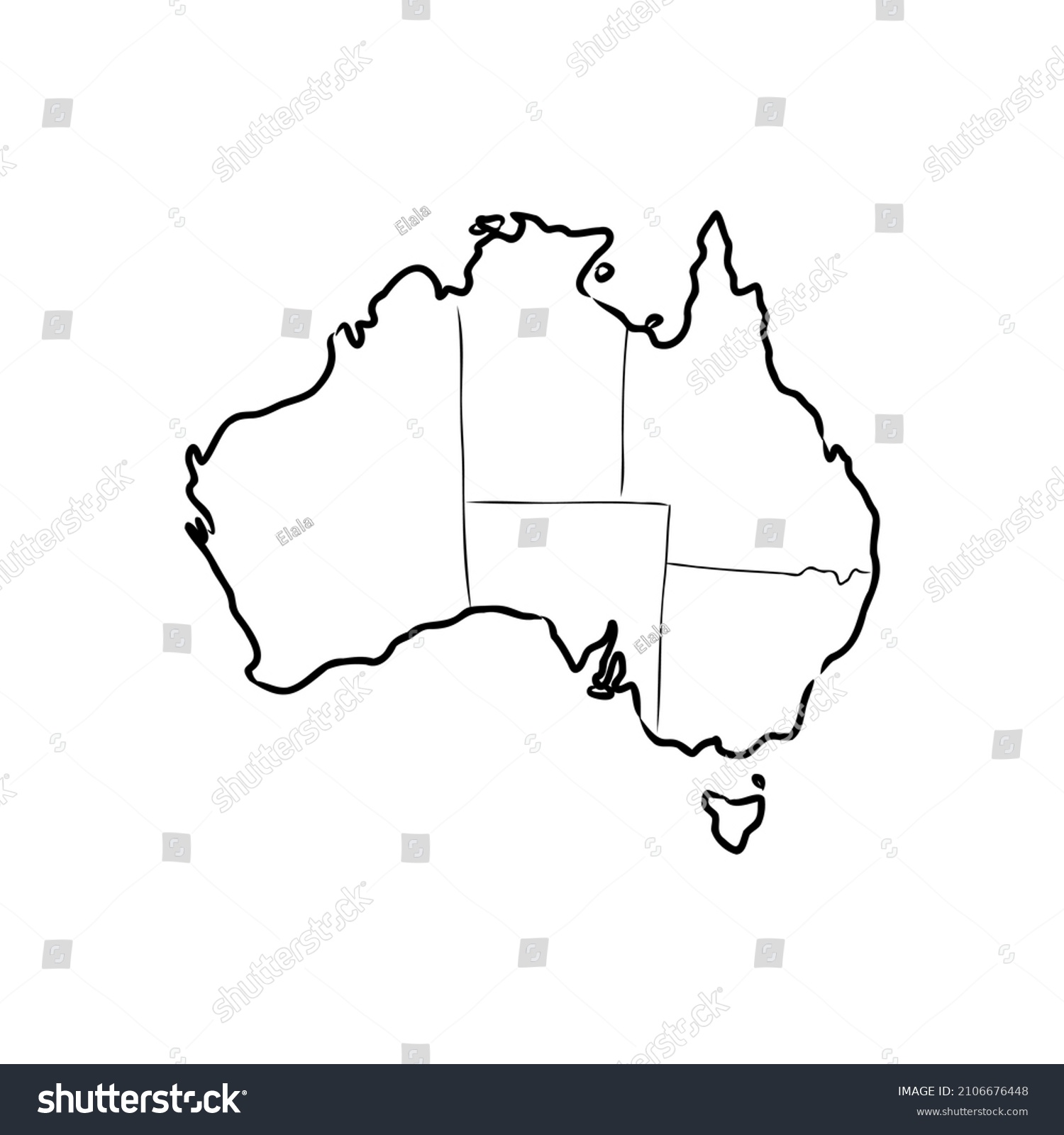 Freehand Australia Map Sketch On White Stock Vector (Royalty Free ...