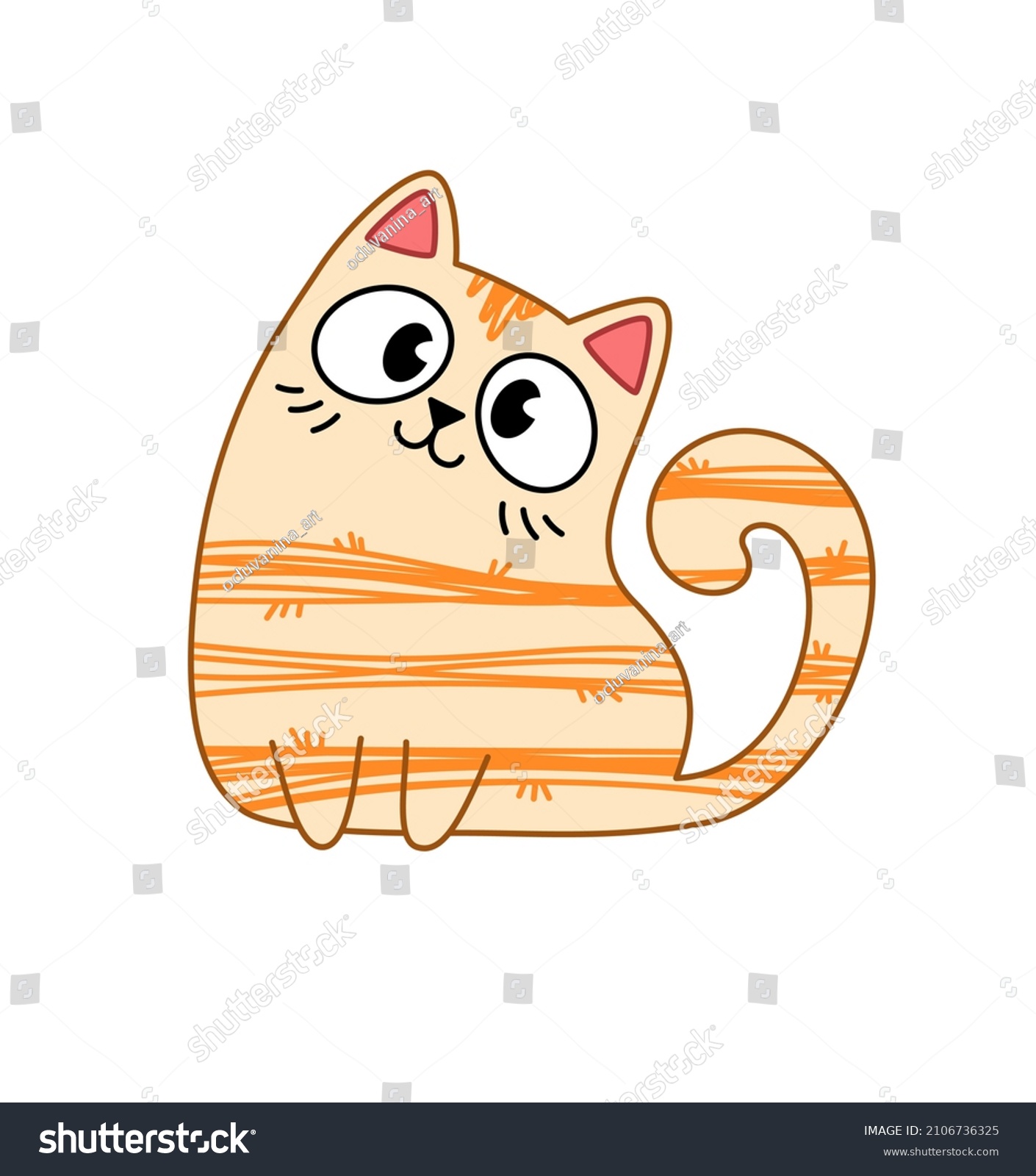 Cute Fluffy Cat Sitting Cartoon White Stock Vector (Royalty Free ...