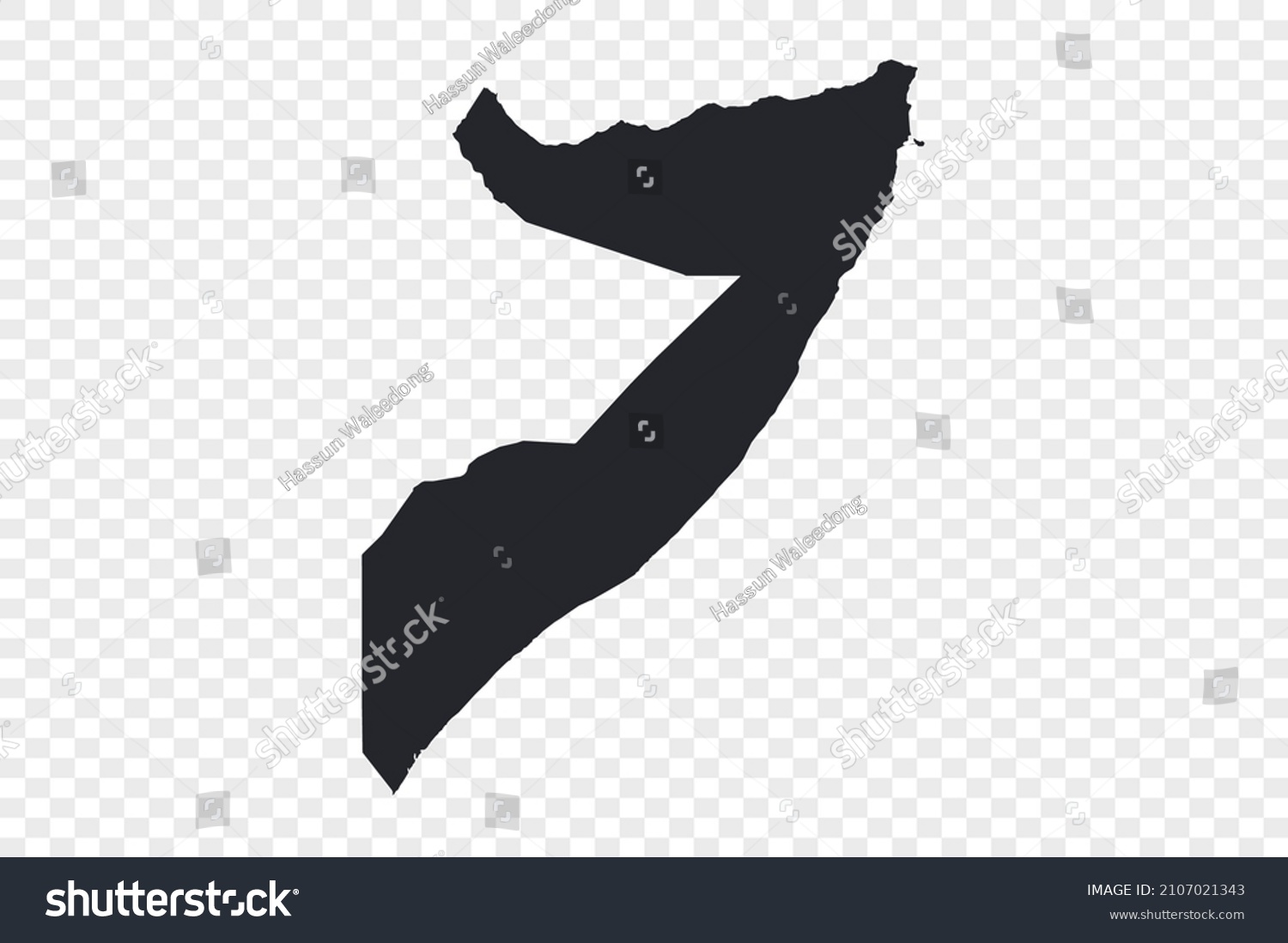 Somalia Map Vector Isolated On Transparent   Stock Vector Somalia Map Vector Isolated On Transparent Background 2107021343 