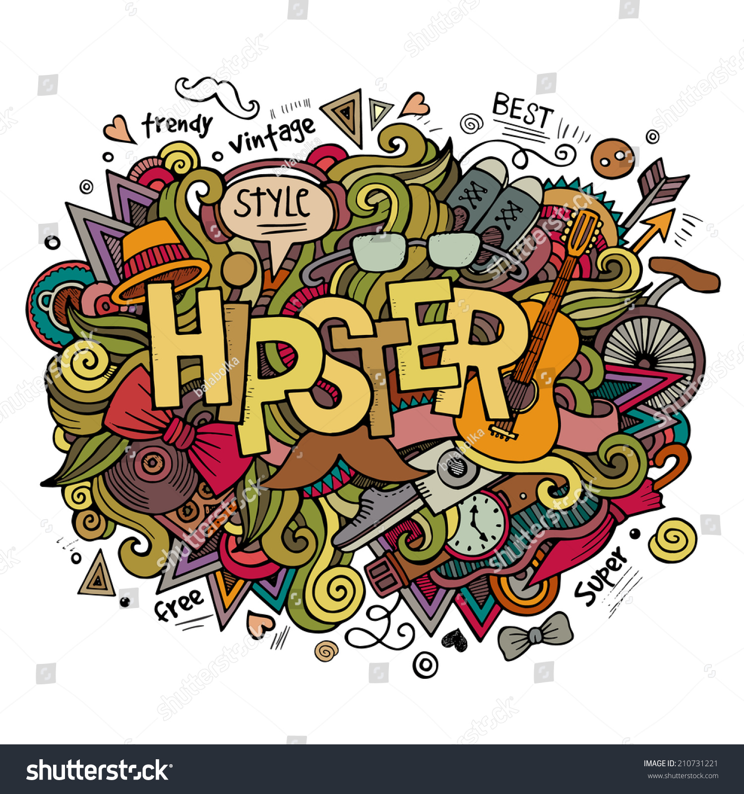 Hipster Hand Lettering Doodles Elements Background Stock Vector Royalty Free 210731221 9301