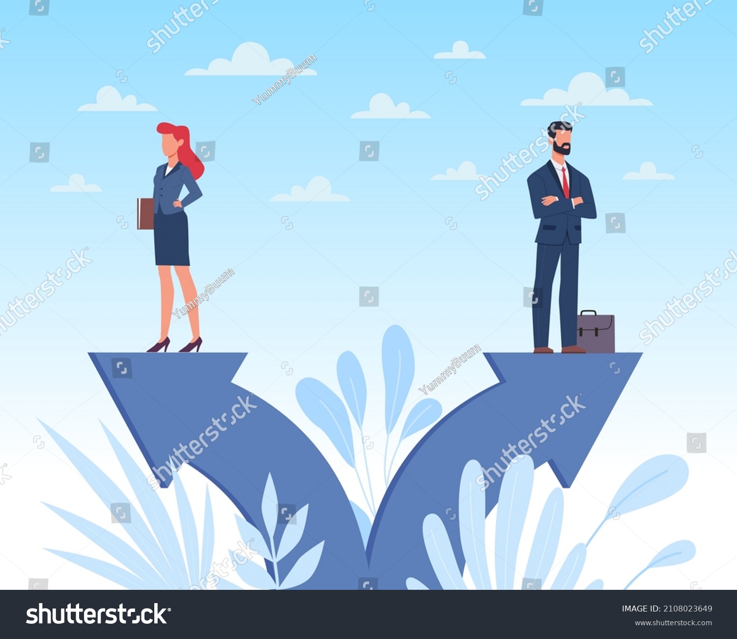 Disagreement Conflict Interest Businessman Woman Confrontation Stock Vector Royalty Free 