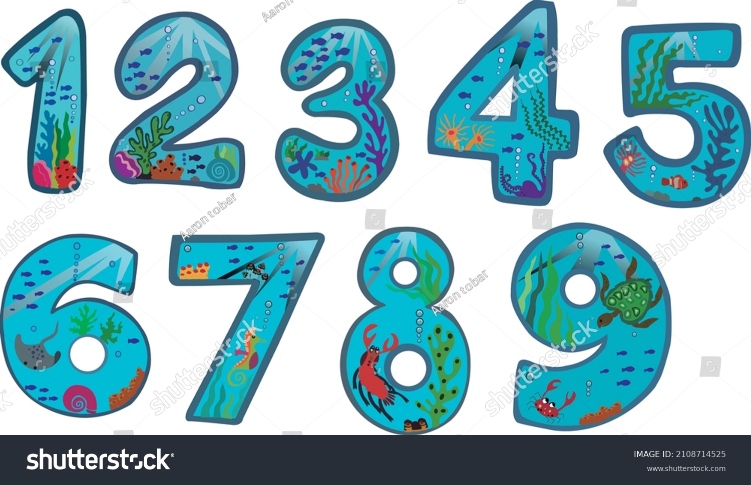 Aquatic Numbers Pack Eps Vector Stock Vector (Royalty Free) 2108714525 ...