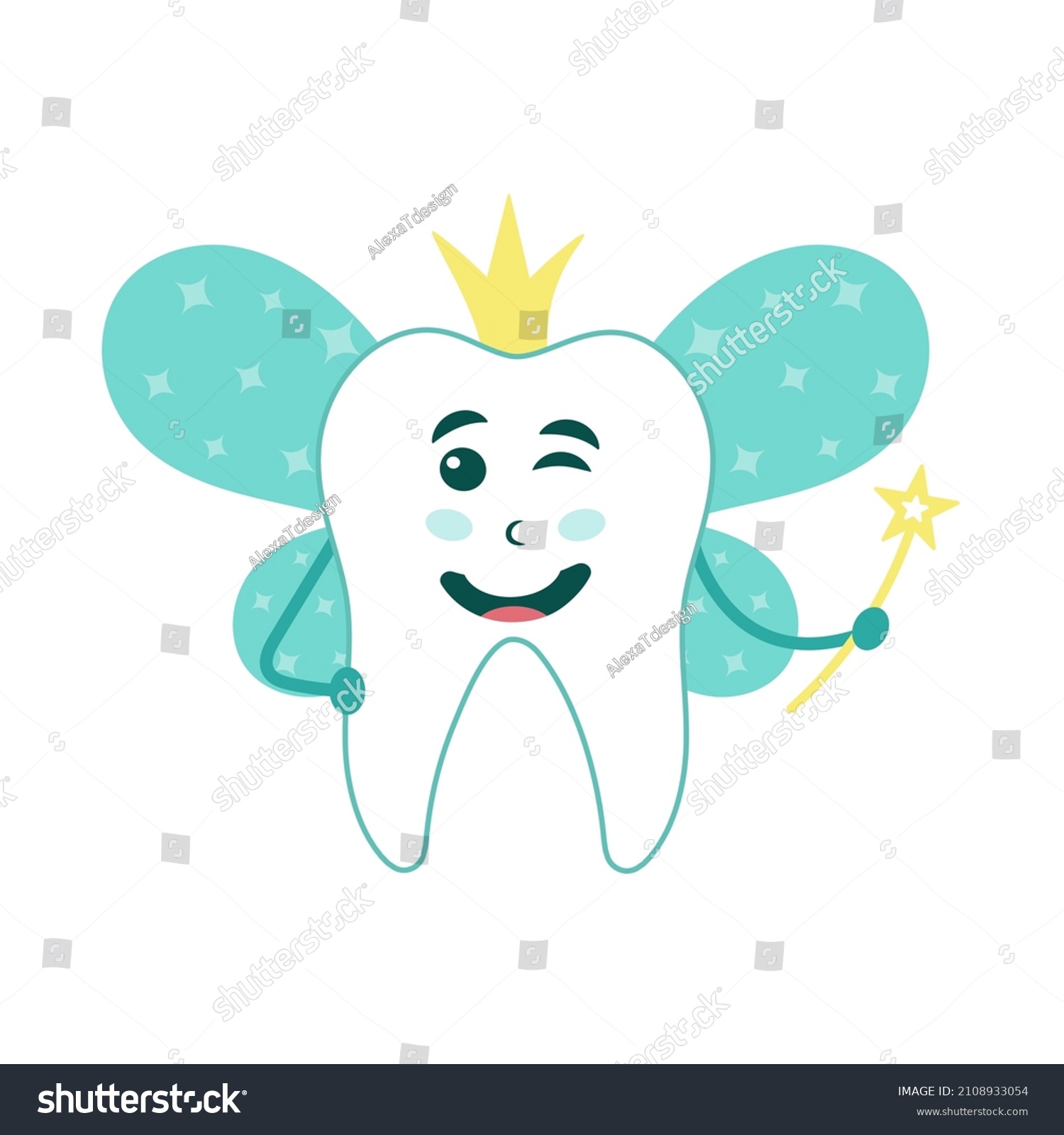 Tooth Fairy Holding Magic Wand Vector Stock Vector (Royalty Free ...