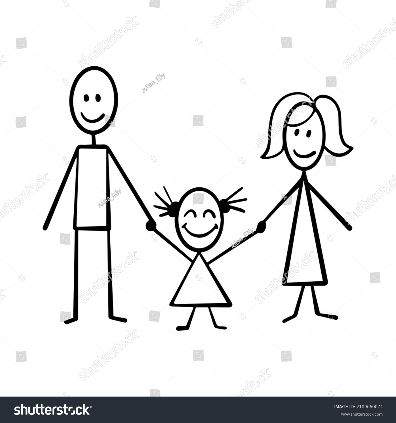 Happy Family Concept Parents Their Daughter Stock Vector (Royalty Free ...