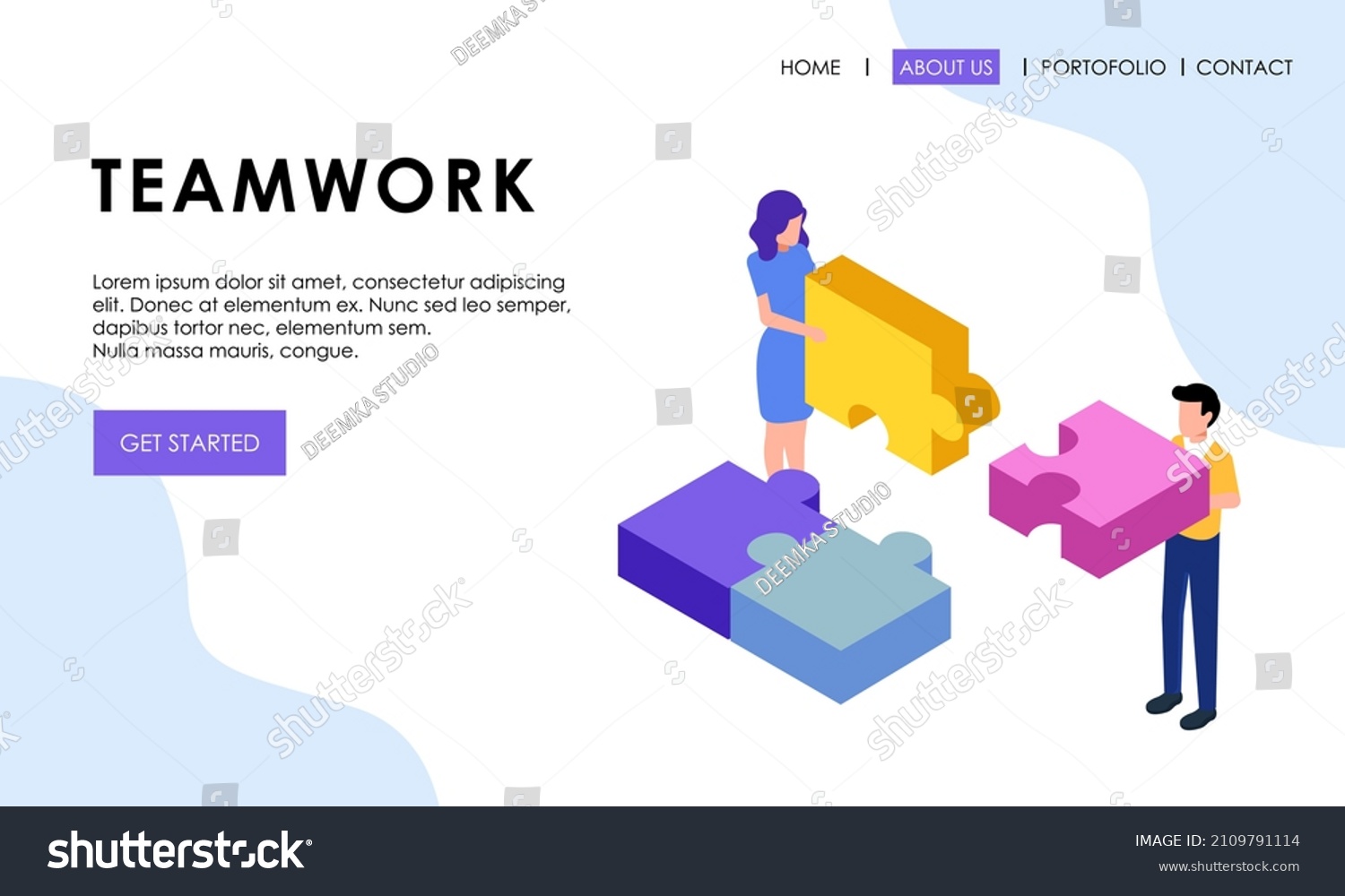 Work Team Joining Puzzle Pieces Brainstorming Stock Vector (Royalty ...