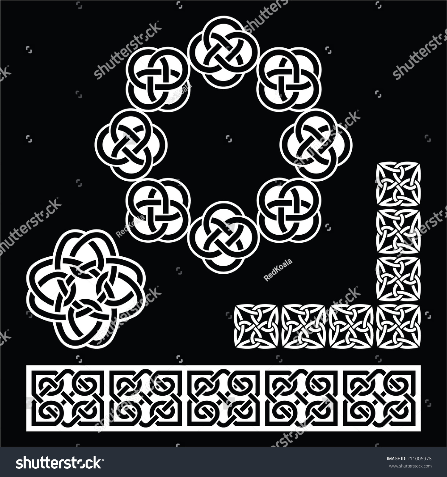 Irish Celtic Patterns Knots Braids On Stock Vector (Royalty Free ...