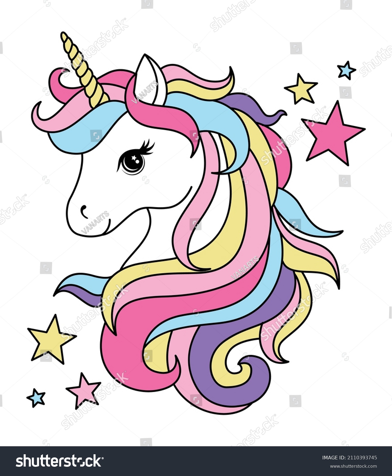 Unicorn Girls Graphic Tees Vector Designs Stock Vector (Royalty Free ...