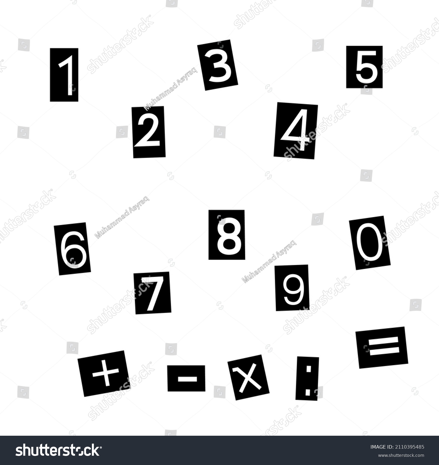 Numbers Black Square On White Background Stock Vector (Royalty Free ...