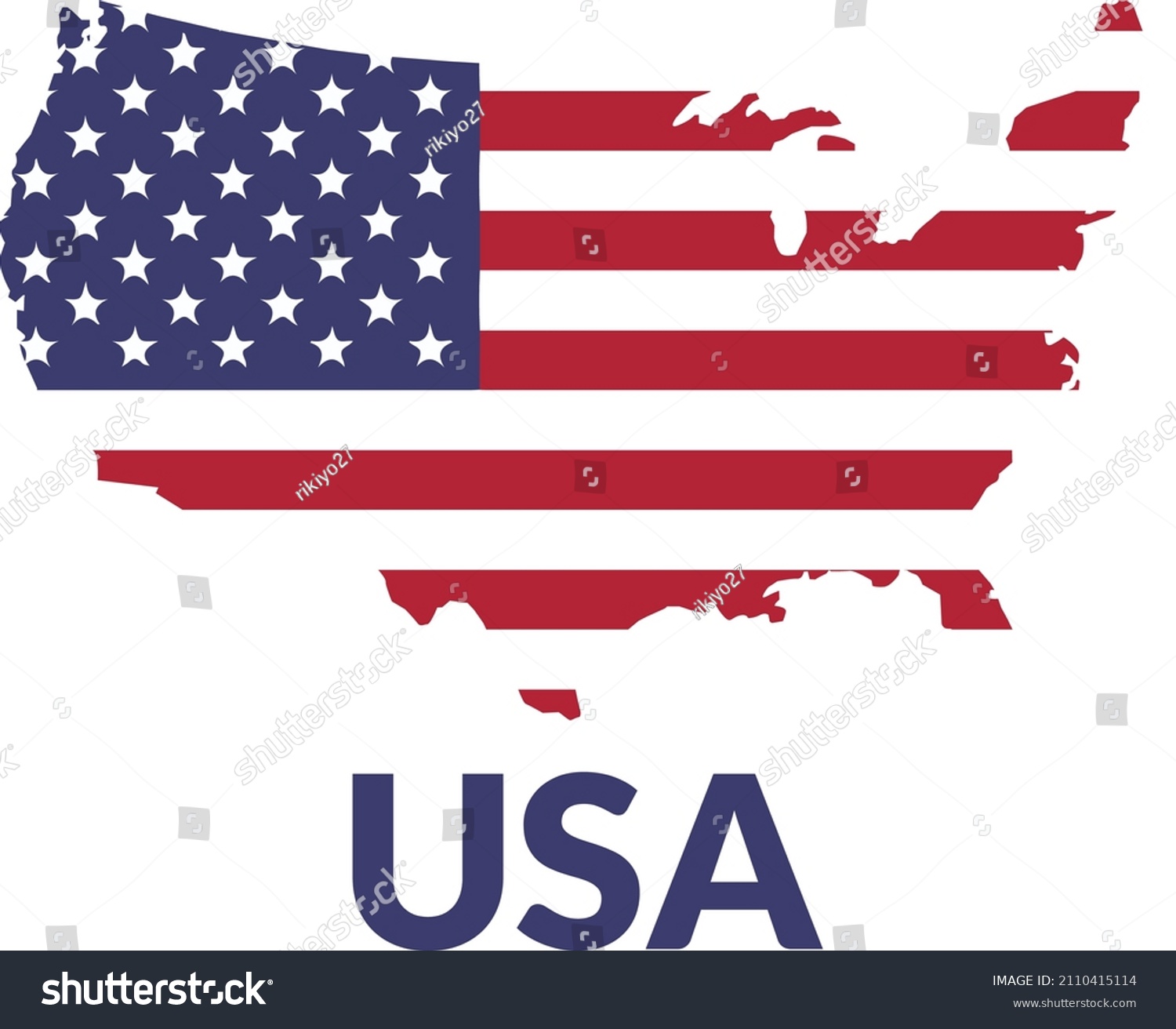 Vector Usa Flag Map Icon Stock Vector (Royalty Free) 2110415114