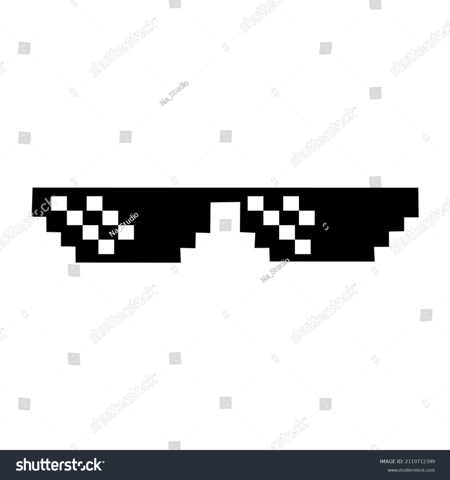 Vektor Stok Pixel Art Glasses Black Glasses Thug Tanpa Royalti 2110712399 Shutterstock