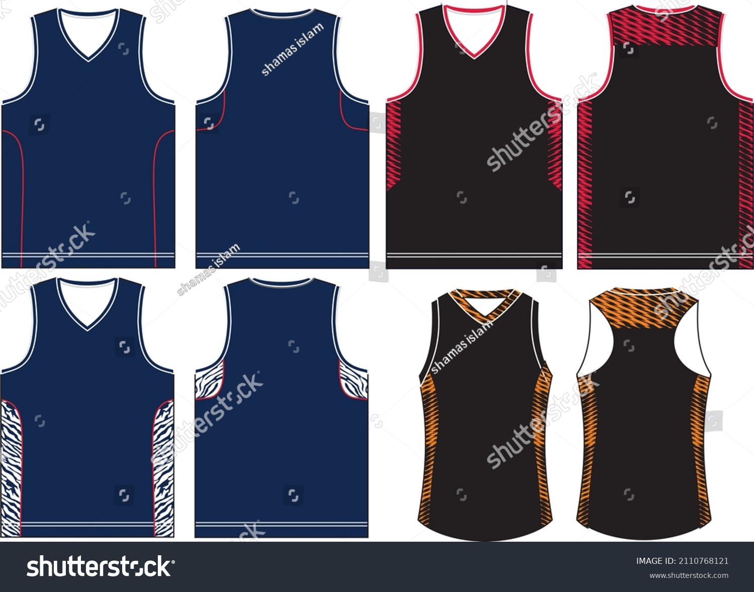 Basketball Uniform Jerseys Front Back View Stock Vector (Royalty Free ...