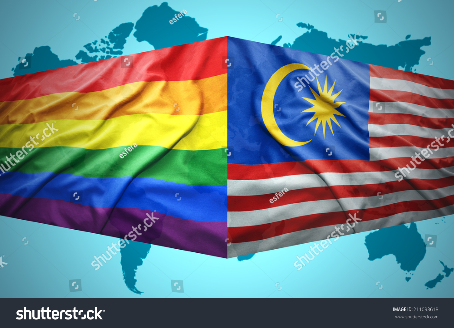 Waving Philippine Malaysian Flags Political Map Stock Illustration Hot Sex Picture 