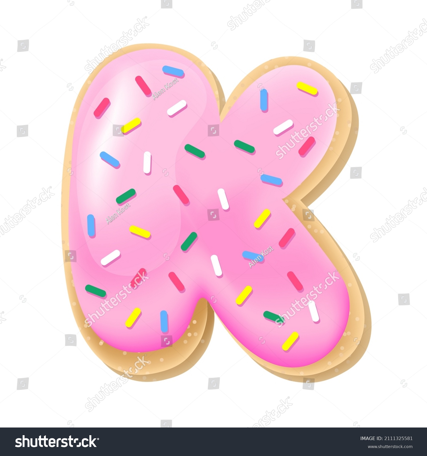 Pink Letter K Donut Alphabet Sweet Stock Illustration 2111325581 ...